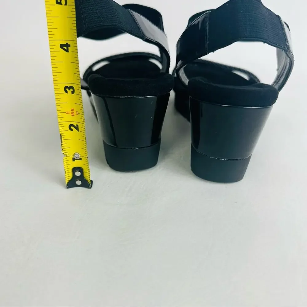 Bandolino Womens Sandals Shoes Black Wedge Slip On‎ Open Toe Size 8.5